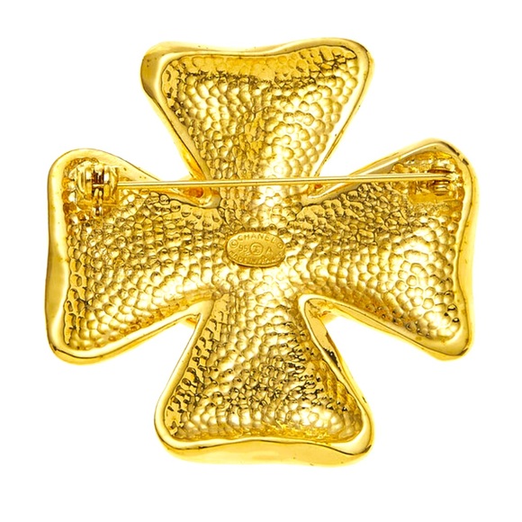 Chanel Vintage 24K Gold Clover Brooch - Picture 2 of 5